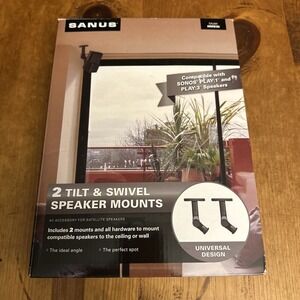 SANUS WMS3B BLACK TILT SWIVEL WALL/CEILING MOUNT‎ PAIR FOR SPEAKERS UP TO 8 LBS